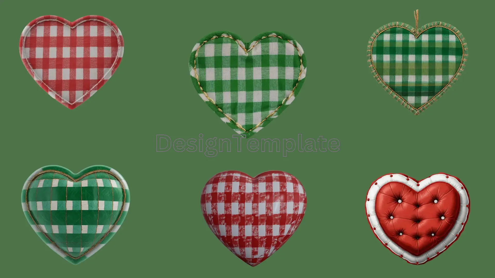 Unique 3D Love Heart Design Elements